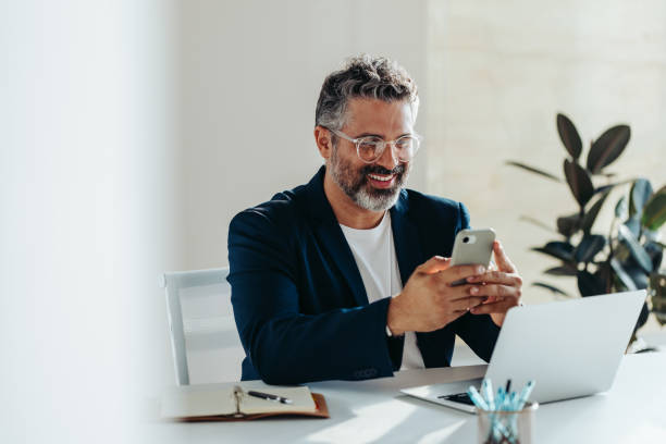 Business professional using AI Employee app on smartphone